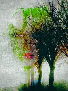 One woman in the autumn