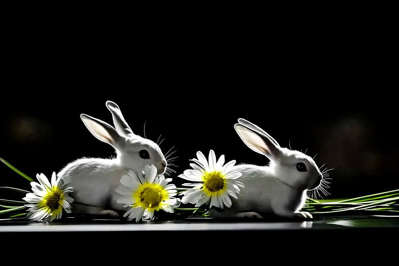 Cute bunnies and flowers by Art & Soul Creations