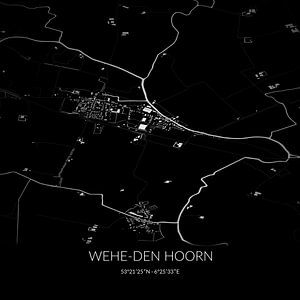 Schwarz-weiße Karte von Wehe-den Hoorn, Groningen. von Rezona