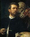 Selbstbildnis mit dem Tod auf der Geige, Arnold Böcklin von Meisterhafte Meister Miniaturansicht