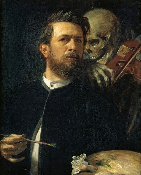 Zelfportret met de dood die de viool speelt, Arnold Böcklin van Meesterlijcke Meesters