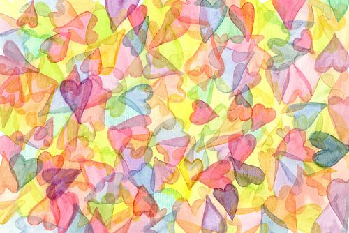 Dansende Harten Aquarel Schilderij