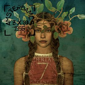 Tampon rose beauté vintage sur Yvonne Zeldenthuis