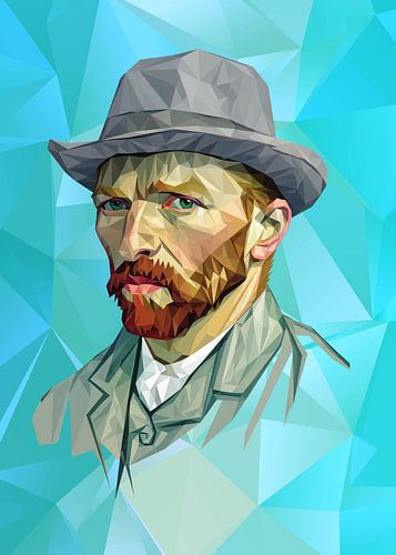 Self Portrait with Grey Felt Hat Vincent van Gogh in Low Poly