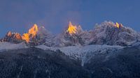 Alpengloed Aiguilles de Chamonix van Menno Boermans thumbnail