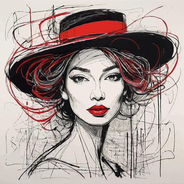 Peinture minimaliste d'un portrait de femme par MIROKKU