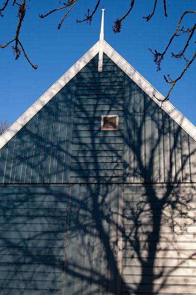 Schaduw op blauw huis par Arthur van Iterson