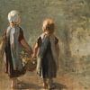 Twee kleine meisjes die een mand dragen - Jozef Israëlsvan Creative Masters