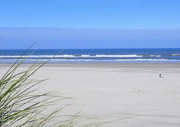 Het strand van Ameland op een mooie zomerdag. van J.a Dijkstra