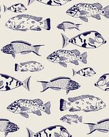 Underwater: pattern of fish drawings
