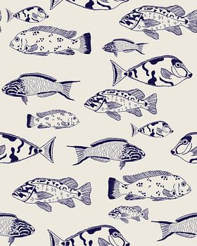 Unterwasser: Muster aus Fischzeichnungen