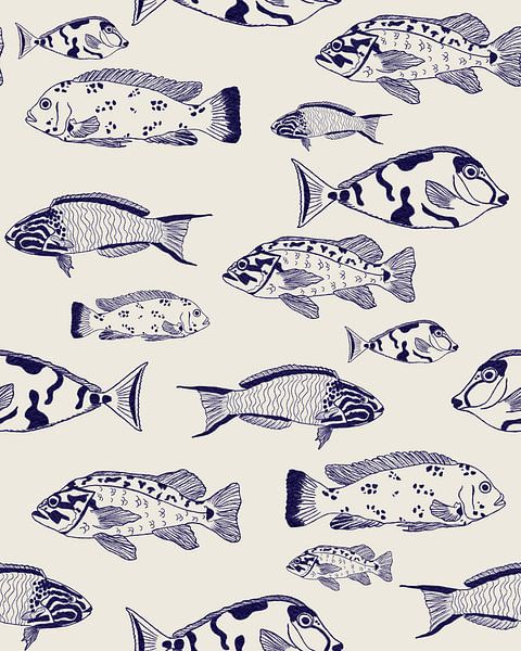 Underwater: pattern of fish drawings by Atelier Nadine