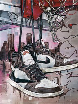 Nike air Jordan 1 Travis Scott schilderij. van Jos Hoppenbrouwers
