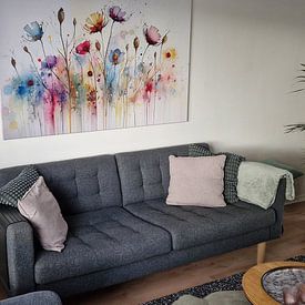 Photo de nos clients: Délicat champ de fleurs par Bianca ter Riet, sur toile