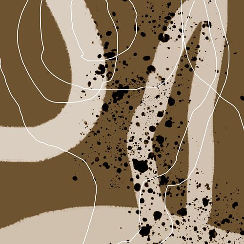 Abstracte organische lijnen en vormen in goud en bruin nr. 1_7