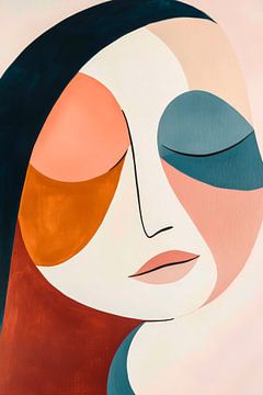 Portrait de femme abstrait aux couleurs douces sur Poster Art Shop