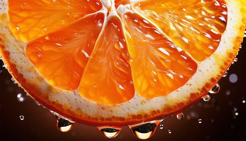 Detailed close-up of a fresh orange slice