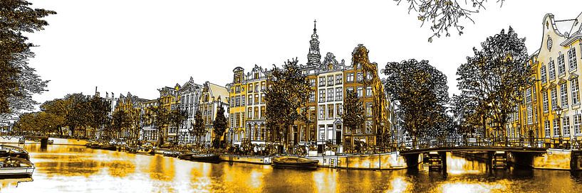 Goldenes Kloveniersburgwal Zeichnung Amsterdam von Hendrik-Jan Kornelis