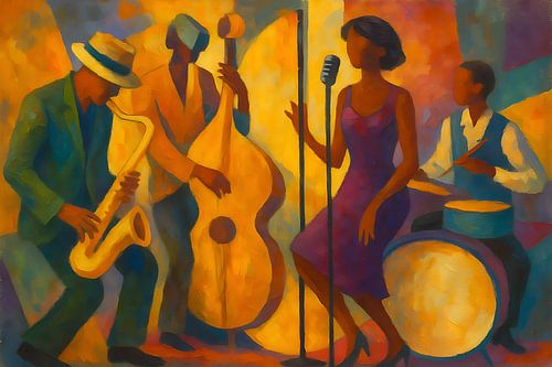 Jazz band schilderij.