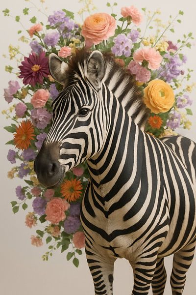 Zebra mit Girlande - eleganter Kontrast von Kleurenrijk