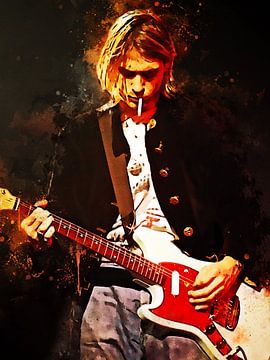 Kurt Cobain Watercolort van Muh Asdar