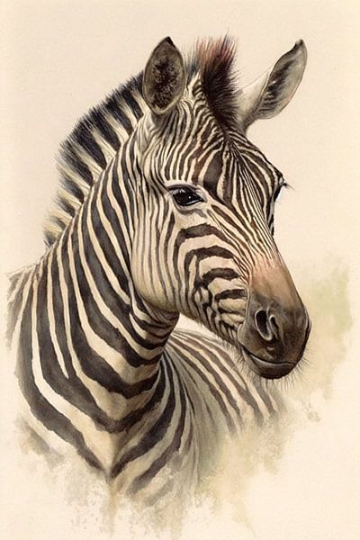 Zebraportret in close-up van Art & Soul Creations