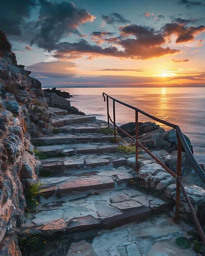 Sunset promenade: a path to the shore