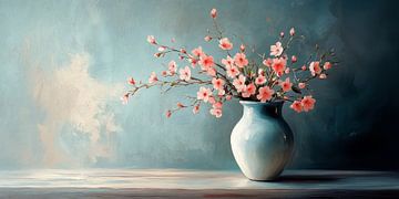 Sereniteit in Turquoise en Zachte Bloesems no.1 van Studio BB