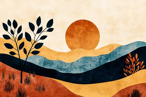 Abstract landschap met warme kleuren