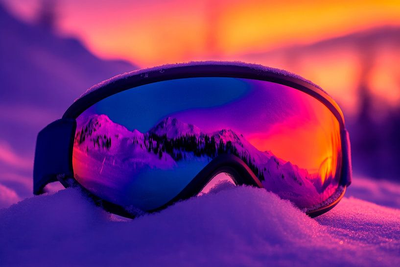 Sunglasses in the snow at sunset by Poster Art Shop