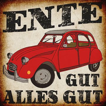 Ente Classic: Ente Gut, Alles Gut - Retro Quadratischer Leinwanddruck | Adler & Co.