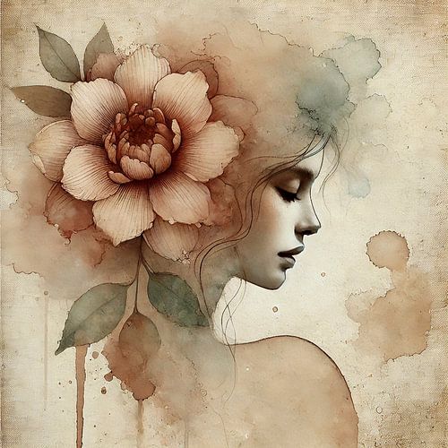 Vrouw met Bloem - Bloei van binnenuit