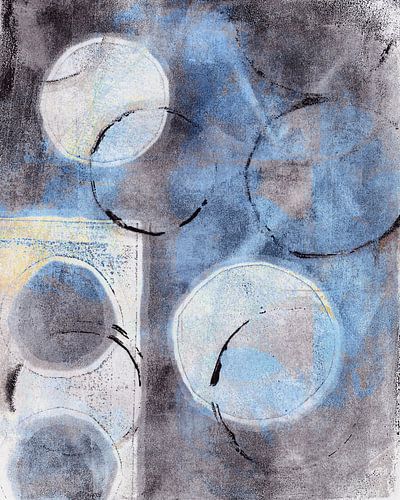 Art géométrique abstrait moderne en bleu, jaune et gris