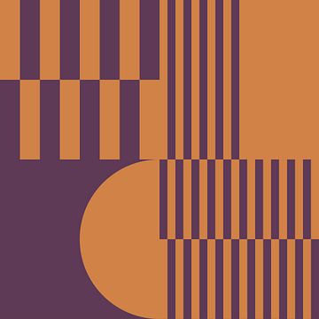 70s Retro formes abstraites multicolores en violet et jaune foncé sur Dina Dankers