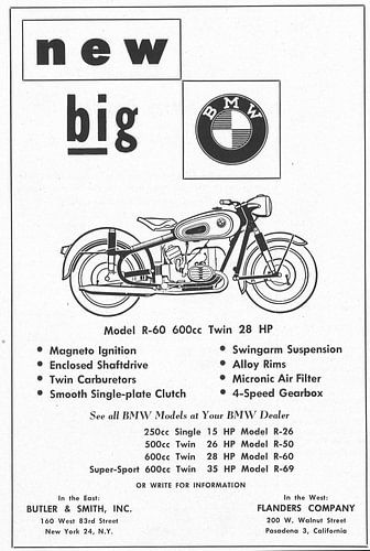 Vintage ads 1957 BMW R60 motorcycle