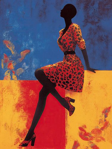 Damenkleid | Stilvolle Silhouette in Farbe von ARTEO Gemälde