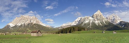 Alpine panorama in Lermoos with the Zugspitze and Sonnenspitze