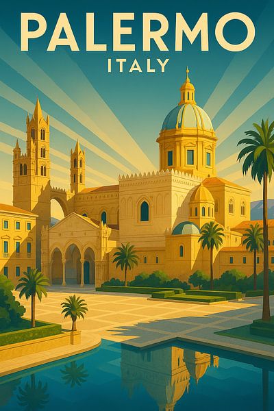 Palermo Italië Vintage Reisposter Print van Travel Shop