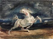 Vom Blitz verängstigtes Pferd, Eugène Delacroix von Meisterhafte Meister Miniaturansicht