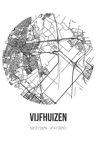 Vijfhuizen (Noord-Holland) | Karte | Schwarz und weiß