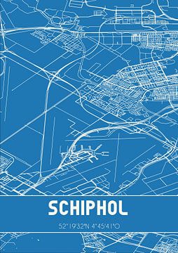 Blauwdruk | Landkaart | Schiphol (Noord-Holland) van MijnStadsPoster