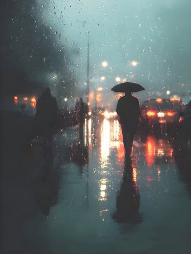 Alone in the Rain - Zwischen Licht, Autos und Bewegung von ArtVanta