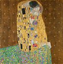 Geïnspireerd door de Kus van Gustav Klimt, in donker goud met geometrisch patroon. van Dina Dankers thumbnail