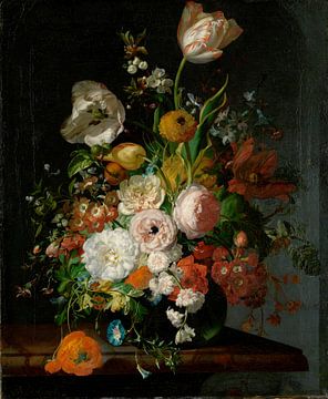 Nature morte avec des fleurs dans un vase en verre, Rachel Ruysch
