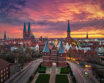 Winter zonsopgang in Lubeck, Duitsland van Michael Abid