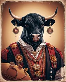 Spanischer Stier in traditioneller Kleidung von Liona Toussaint