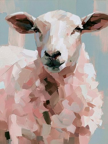 Un mouton de Texel tout doux sur un fond bleu vif