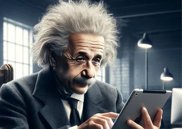 Albert Einstein mit einem Ipad von Jaap Ros