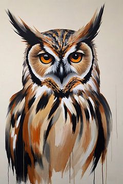 Majestic Owl in Vivid Brushstrokes van De Muurdecoratie
