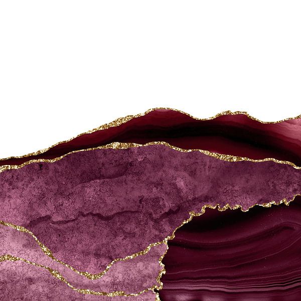 Burgundy &amp; Gold Agate Texture 28 by Aloke Design
